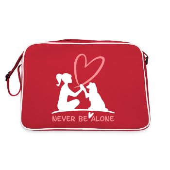 Never be alone- mit deinem Vierbeiner Hund - Retro Tasche - Rot/Weiß - Hinten