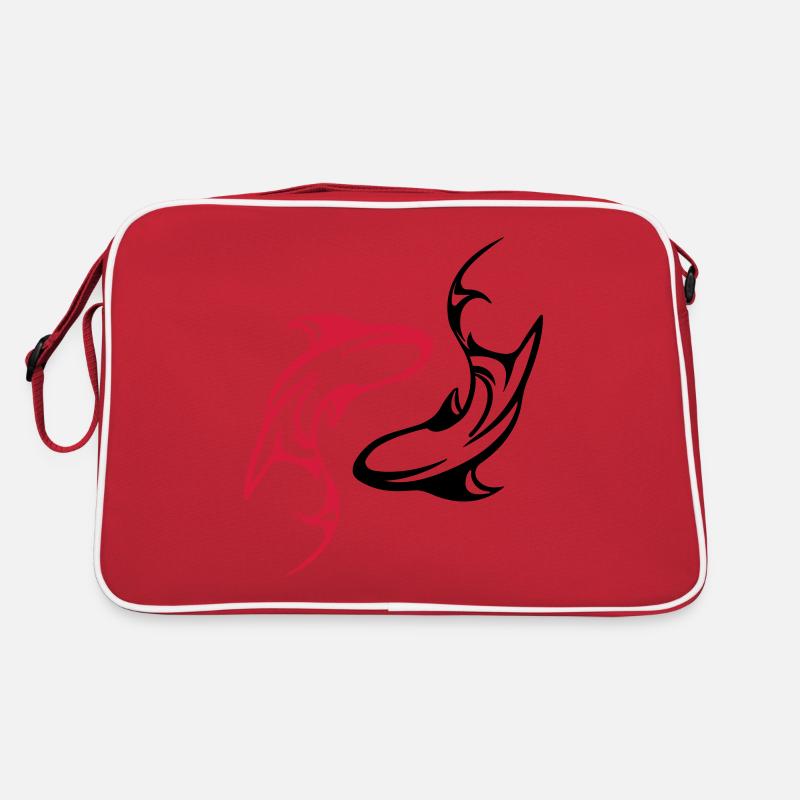 Haie - Yin Yang - In alle Vector Farben - Retro Tasche - Rot/Weiß