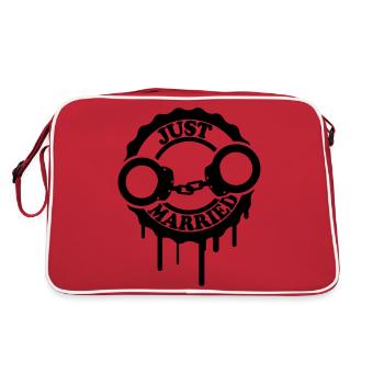 Just Married Bachelor Party Stamp Design - Sac Retro - rouge/blanc - Dos