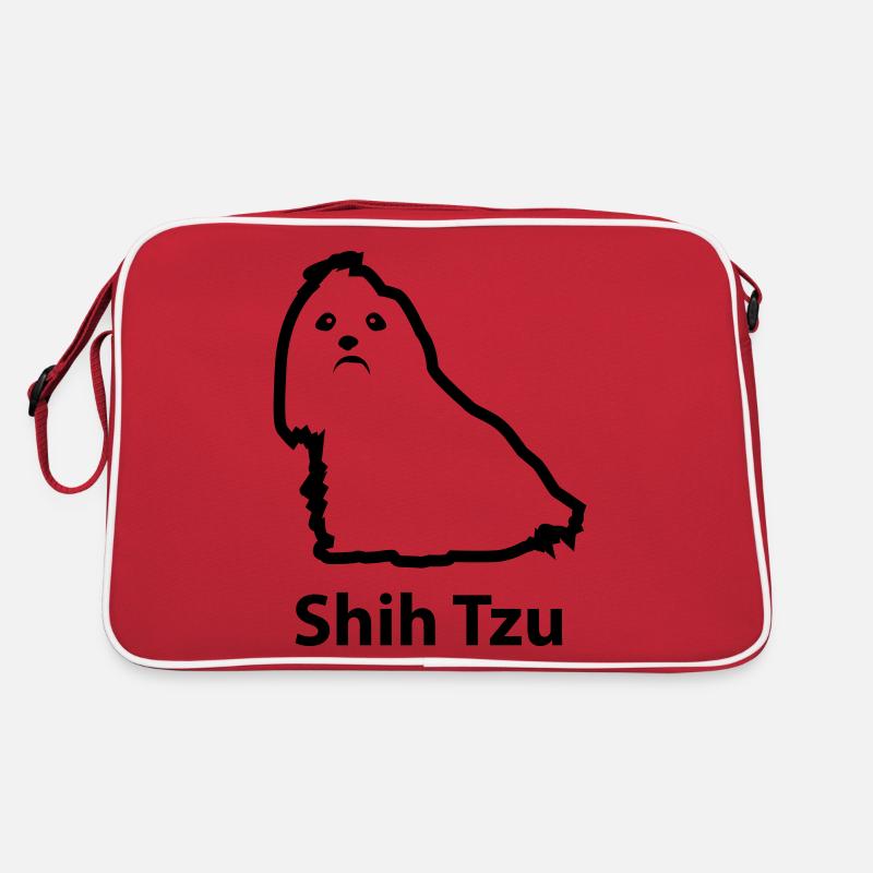 Shih Tzu - Retro Tasche - Rot/Weiß
