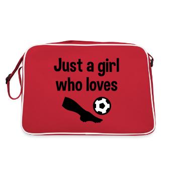 Just a girl who loves soccer (Bein, Fußball) - Retro Tasche - Rot/Weiß - Hinten