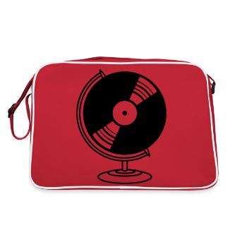 platte vinyl dj musik globus club party disko plan - Retro Tasche - Rot/Weiß - Hinten