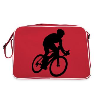 Radfahren, Radfahrer - Retro Tasche - Rot/Weiß - Hinten