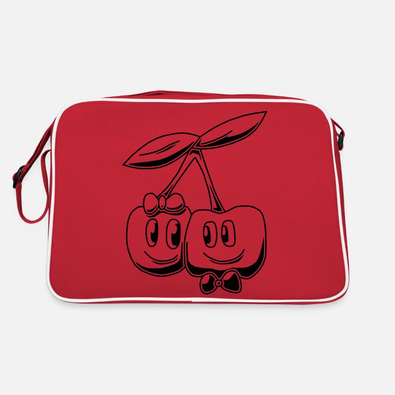 Kirschen in schwarz - Retro Tasche - Rot/Weiß