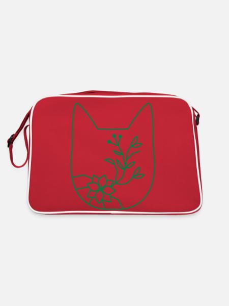 FLOWER Blumenkatzenkopf - Retro Tasche - Rot/Weiß - Hinten
