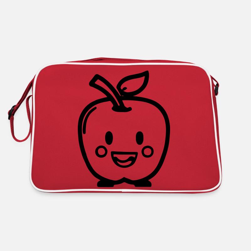 Niedlicher Apfel mit Gesicht Vektor Geschenkidee Retro Tasche