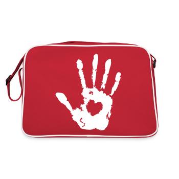 Stop Hand Right with Heart Print - Retro Bag - red/white - Back