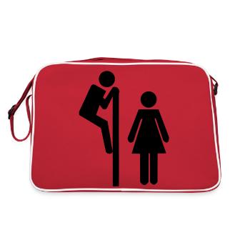 WC - Toilette - Retro Tasche - Rot/Weiß - Hinten