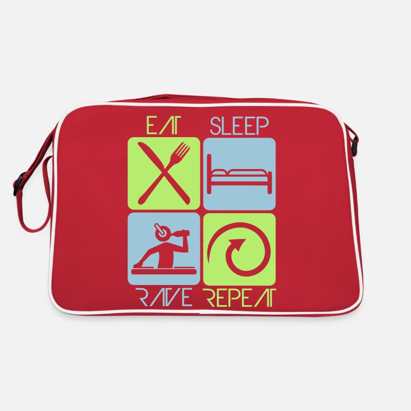 Manger dormir rave répéter nourriture sommeil corbeau disant Sac Retro