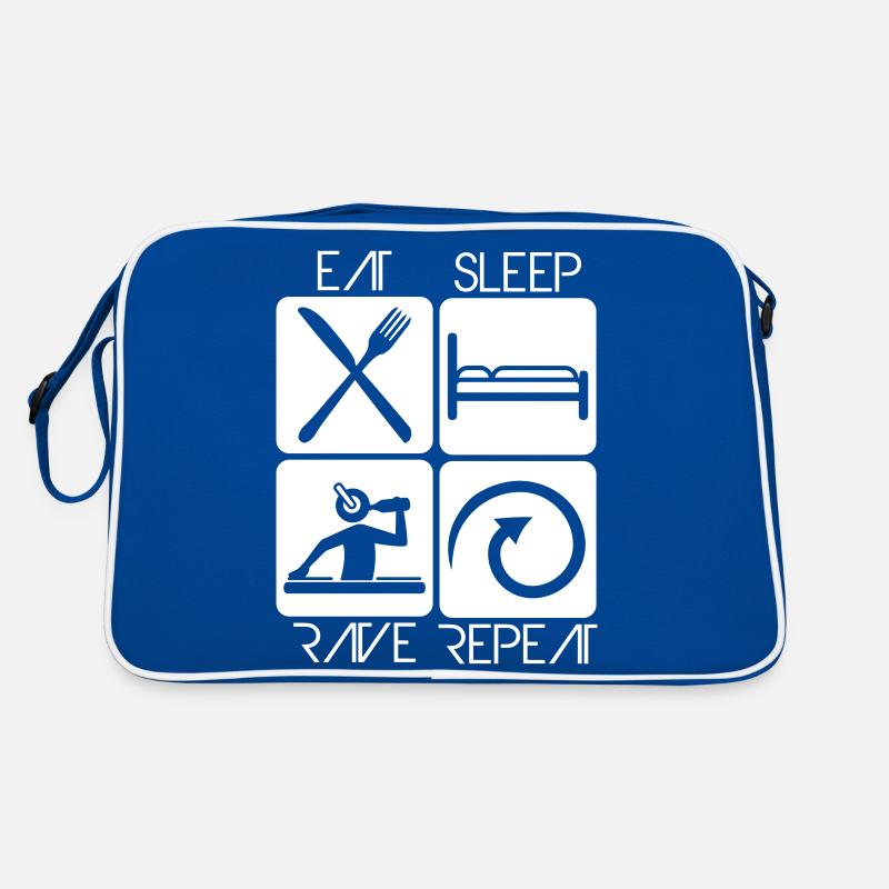 Eat Sleep Rave Repeat Essen Schlafen Raven Spruch Retro Tasche