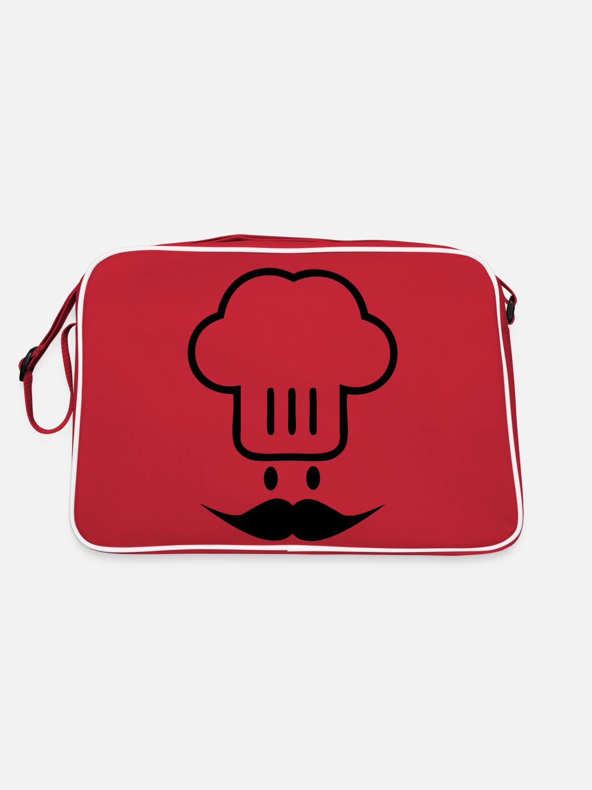 Chef mustache - Retro Bag - red/white - Back