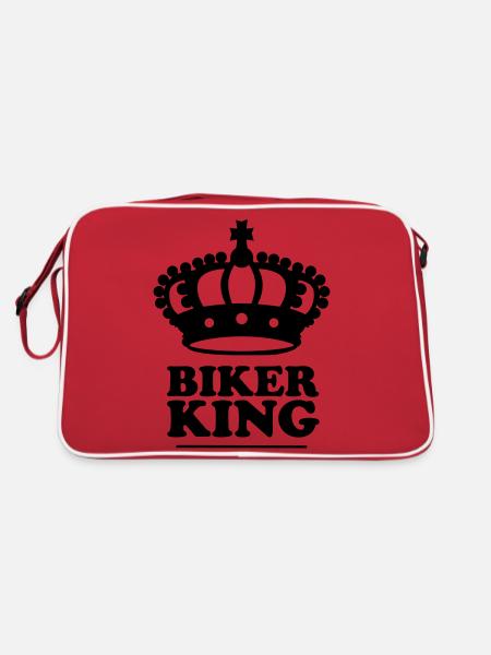 biker king - Retro Tasche - Rot/Weiß - Hinten