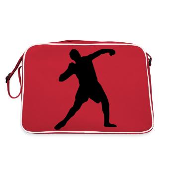 Kugelstoßen, Kugelstoßer - Leichathletik - Retro Tasche - Rot/Weiß - Hinten