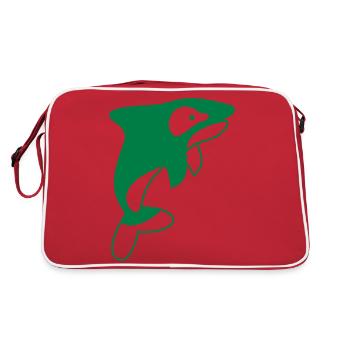 killer whale jumping - Retro Bag - red/white - Back