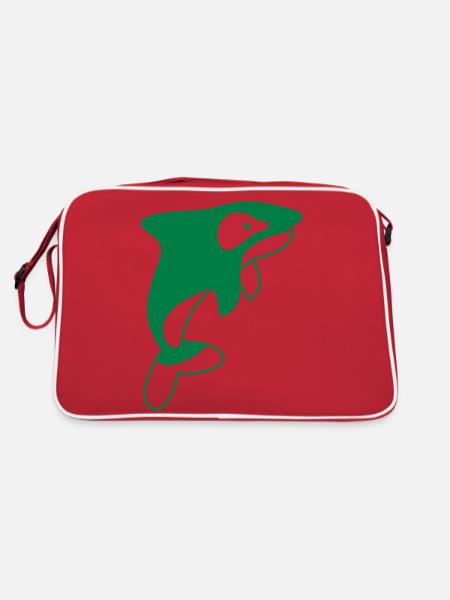 killer whale jumping - Retro Bag - red/white - Back
