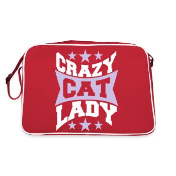 Chat fou Dame Texte Folle Femme Chats Amour - Sac Retro - rouge/blanc - Dos