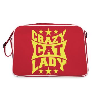 Chat fou Dame Texte Folle Femme Chats Amour - Sac Retro - rouge/blanc - Dos