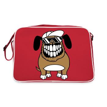 chien monstre méchant dangereux dents sourire sourire - Sac Retro - rouge/blanc - Dos
