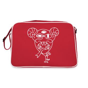 Monster "Maskito" - Retro Tasche - Rot/Weiß - Hinten