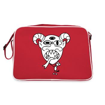 Monster "Maskito" weiss gefuellt - Retro Tasche - Rot/Weiß - Hinten