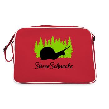 "Süße Schnecke: Liebenswerte Schönheit" - Retro Tasche - Rot/Weiß - Hinten