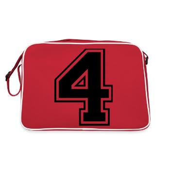 4, Four, Four, number, number - Retro Bag - red/white - Back