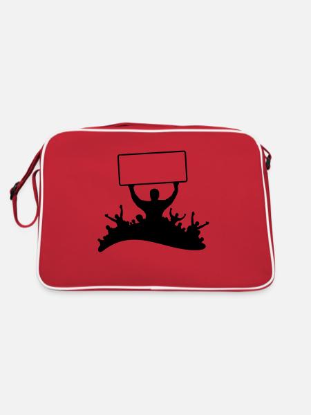 Fans Schild - Retro Tasche - Rot/Weiß - Hinten