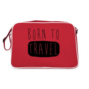 BORN TO TRAVEL - Retro Tasche - Rot/Weiß - Hinten