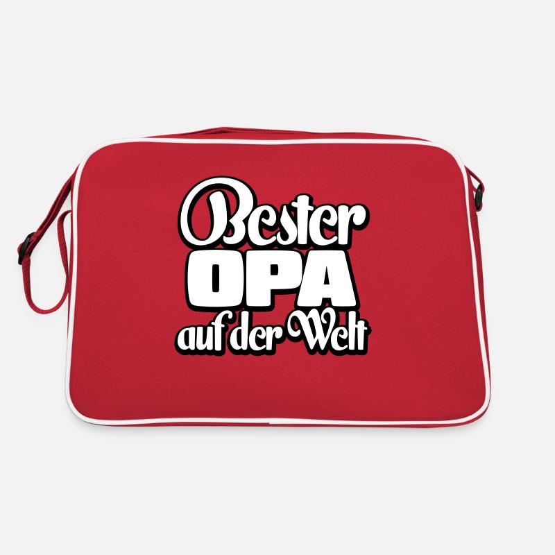 Bester Opa Spruch Geschenk - Retro Tasche - Rot/Weiß