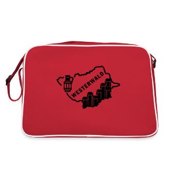 Westerwald district basalt column clay pot souvenir - Retro Bag - red/white - Back
