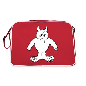 Monster "Gronk" - weiss gefuellt - Retro Tasche - Rot/Weiß - Hinten