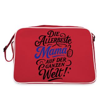 Allerbeste Mama Spruch - Retro Tasche - Rot/Weiß - Hinten