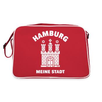 Hamburg Wappen – Meine Stadt - Retro Tasche - Rot/Weiß - Hinten
