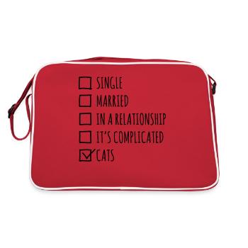 Single Married... Cats - Retro Tasche - Rot/Weiß - Hinten