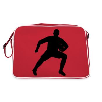 Rugby player defending ball - Retro Bag - red/white - Back