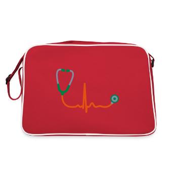 Conception vectorielle d’icônes de santé médicale stéthoscope - Sac Retro - rouge/blanc - Dos