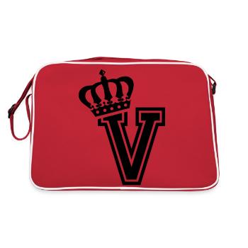 Buchstabe V - Retro Tasche - Rot/Weiß - Hinten