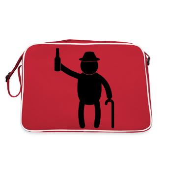 Vieil homme buvant de la bière - Sac Retro - rouge/blanc - Dos