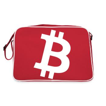 Bitcoin Logo - Retro Tasche - Rot/Weiß - Hinten