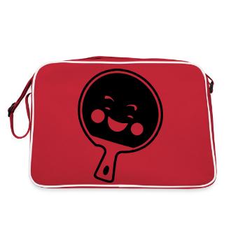 Tischtennis Schläger Tennis Schläger mit Gesicht - Retro Tasche - Rot/Weiß - Hinten