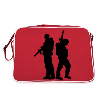 2 Soldats, Équipage, Guerre, Équipe, Liberté, Soldat, Combattant - Sac Retro - rouge/blanc - Dos