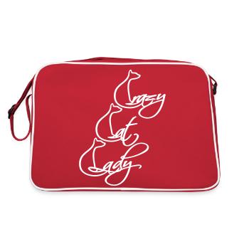 Chat fou Dame Texte Folle Femme Chats Amour - Sac Retro - rouge/blanc - Dos