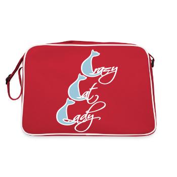 Chat fou Dame Texte Folle Femme Chats Amour - Sac Retro - rouge/blanc - Dos