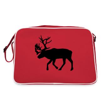 caribou - rentier - ren - weihnachten - Retro Tasche - Rot/Weiß - Hinten