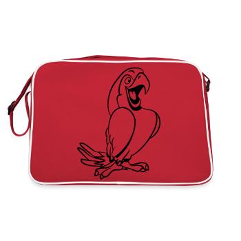 papagei_freude_1c - Retro Tasche - Rot/Weiß - Hinten