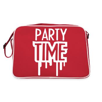 Party Time Crew Logo Feiern Team Freunde Mitglied - Retro Tasche - Rot/Weiß - Hinten