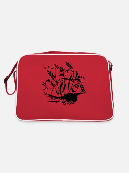 faisan dans le domaine / pheasant n the field (1c) - Sac Retro - rouge/blanc - Dos