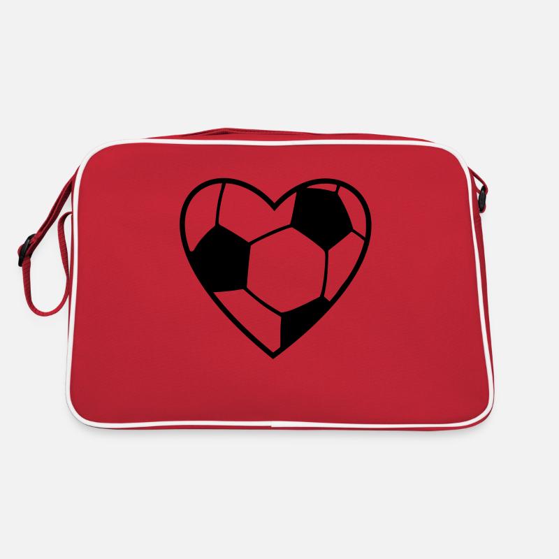Fussball Herz 1c - Retro Tasche - Rot/Weiß
