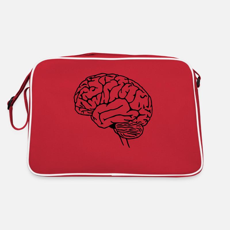 Hirn Gehirn - Retro Tasche - Rot/Weiß