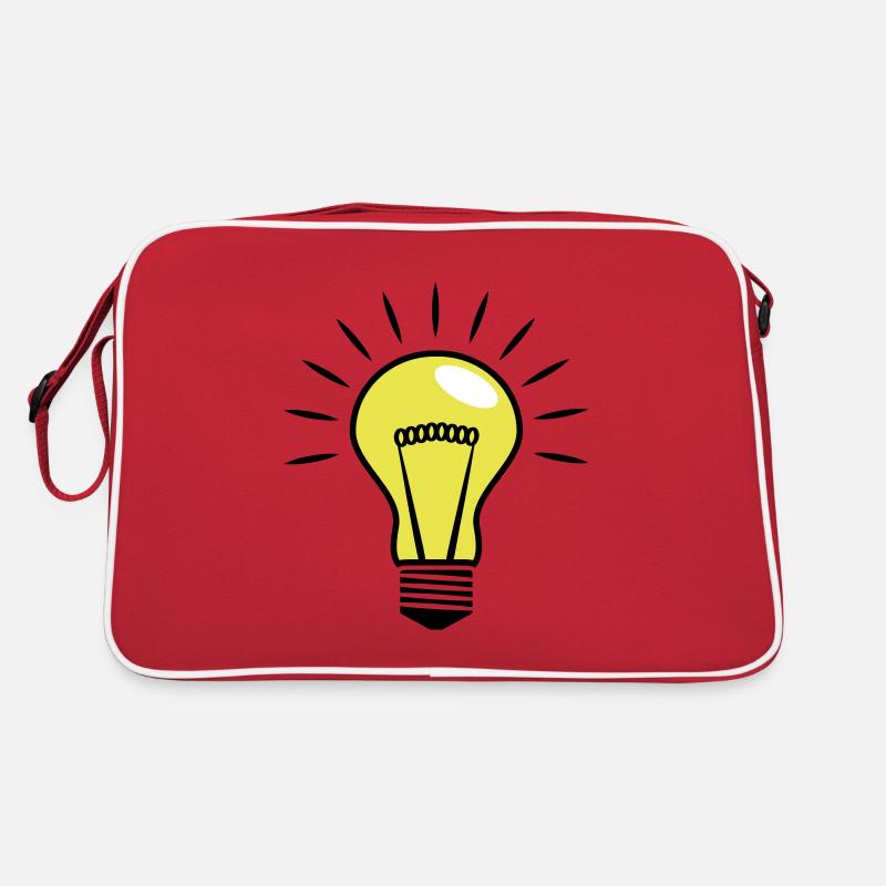 Glühbirne Comic Vektor 3 Farbig personalisierbar - Retro Tasche - Rot/Weiß